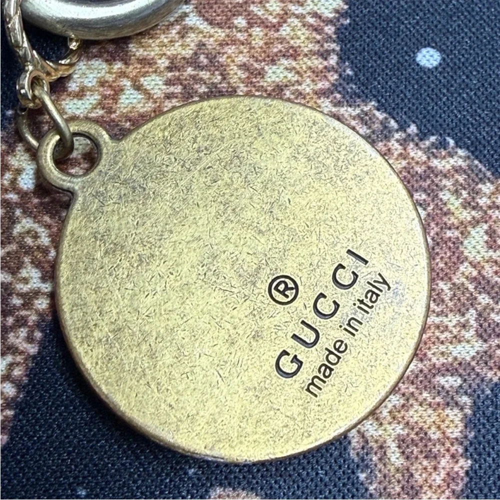 Gucci Bee Keychain Charm in Red and Antique Gold